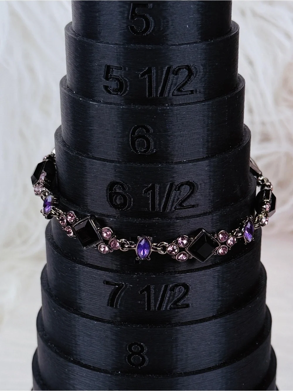 Elegant Black Gunmetal Pink Purple Crystal Bracelet